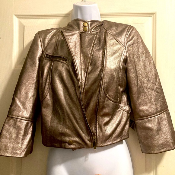 XOXO Jackets & Blazers - Gold/bronze colored Moto style jacket